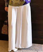 Cloud White Draped Wide-Leg Pants