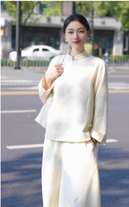 Ivory Cloud Mandarin-Collar Jacket