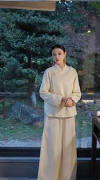 Ivory Cloud Mandarin-Collar Jacket