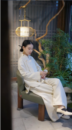 Ivory Cloud Mandarin-Collar Jacket