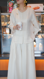 Ivory Arc Collarless Jacket