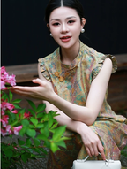 Jade Reverie Silk Brocade Top & Skirt Set