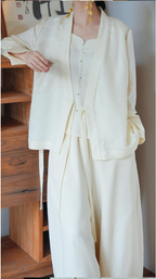 Dawn Mist Jacquard Wrap Blouse