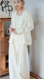 Dawn Mist Jacquard Wrap Blouse