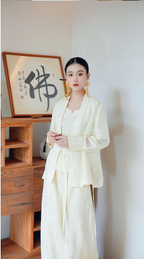 Dawn Mist Jacquard Wrap Blouse