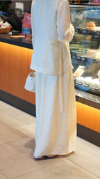 Ivory Jacquard Wide-Leg Pants