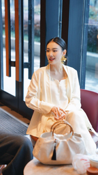 Ivory Jacquard Wide-Leg Pants