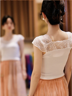 Lace-Trimmed Ribbed Knit Top