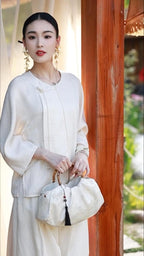 Ivory Arc Collarless Jacket