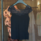 Lace-Trimmed Ribbed Knit Top