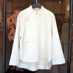 Ivory Cloud Mandarin-Collar Jacket