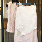 Peony Veil Embroidered Wrap Overskirt