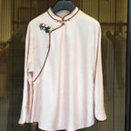 Plum Blossom Mandarin-Collar Blouse