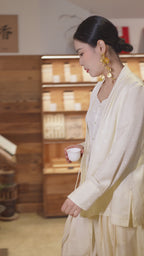 Dawn Mist Jacquard Wrap Blouse