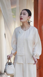 Ivory Arc Collarless Jacket